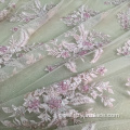 Pink Rhinestion Handwork Embroidery Fabric